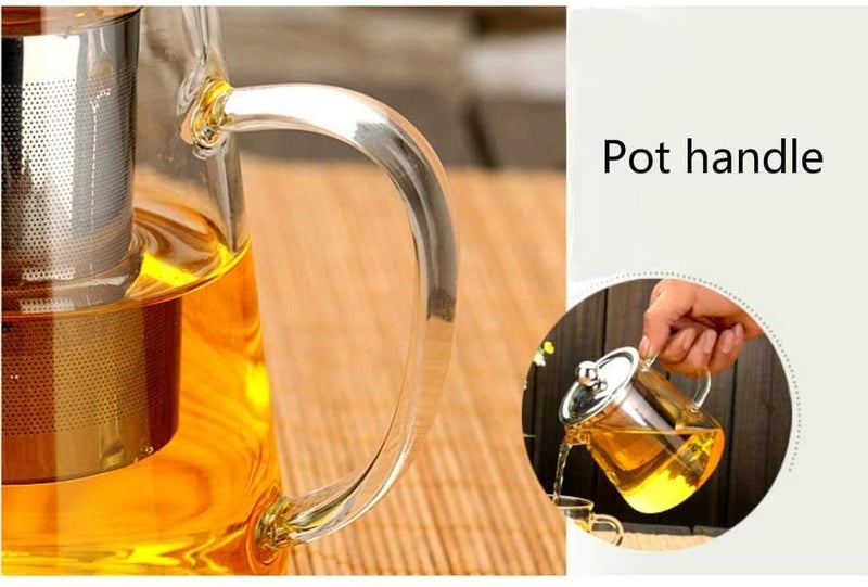 Asng Stainless Steel Infuser Glass Teapot, Borosilicate Glass Kettle, Loose Leaf Teapot, Square Pot (950ML/32oz) - Image 3